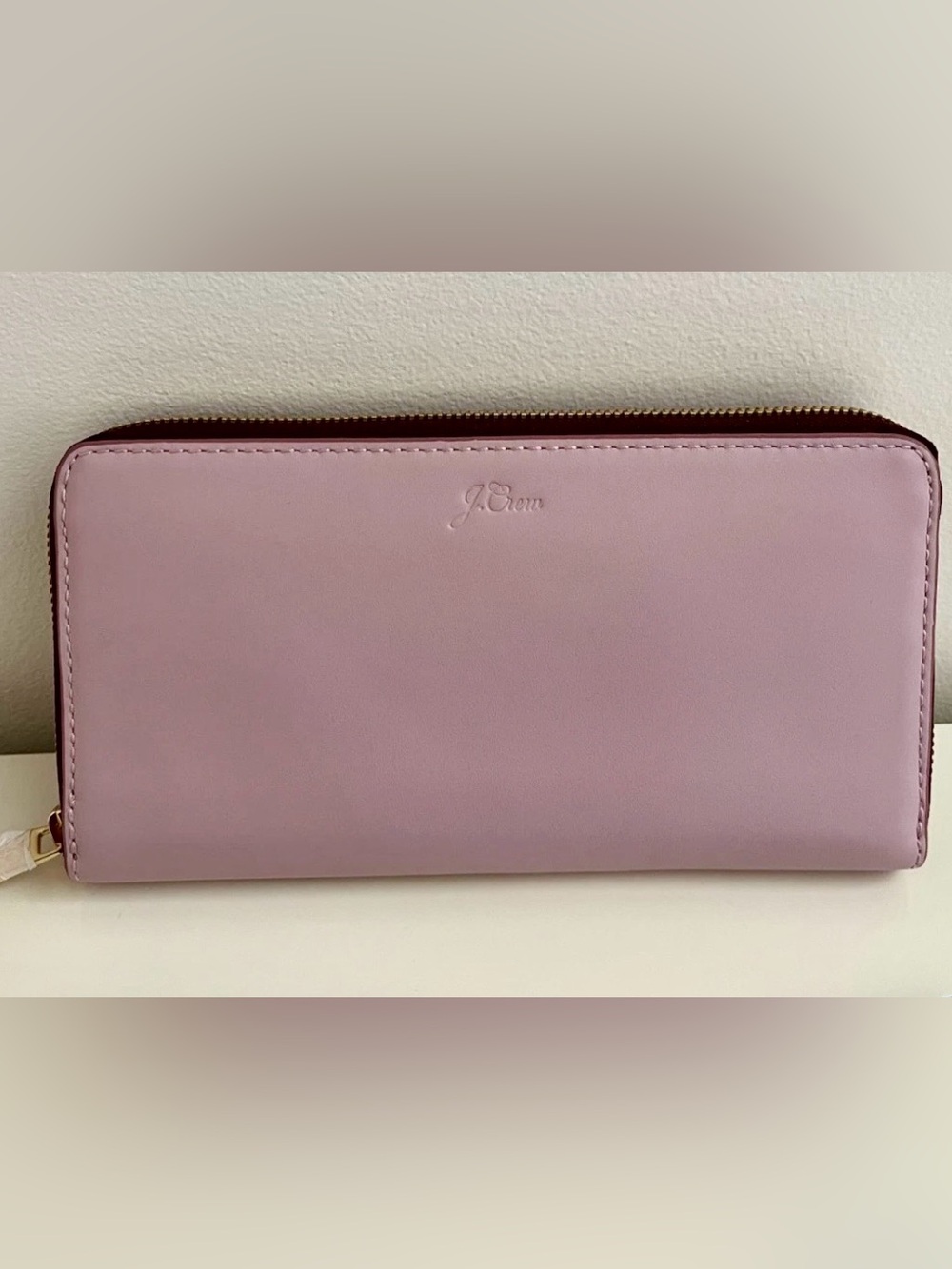 J. Crew Pink Leather Zip Wallet
